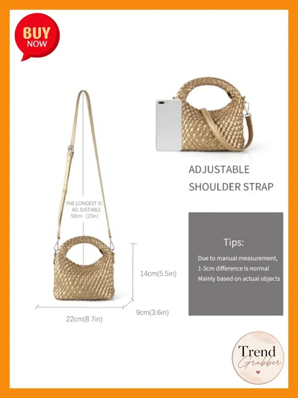 Woven Hobo Handbag with Detachable Shoulder Strap, Leather